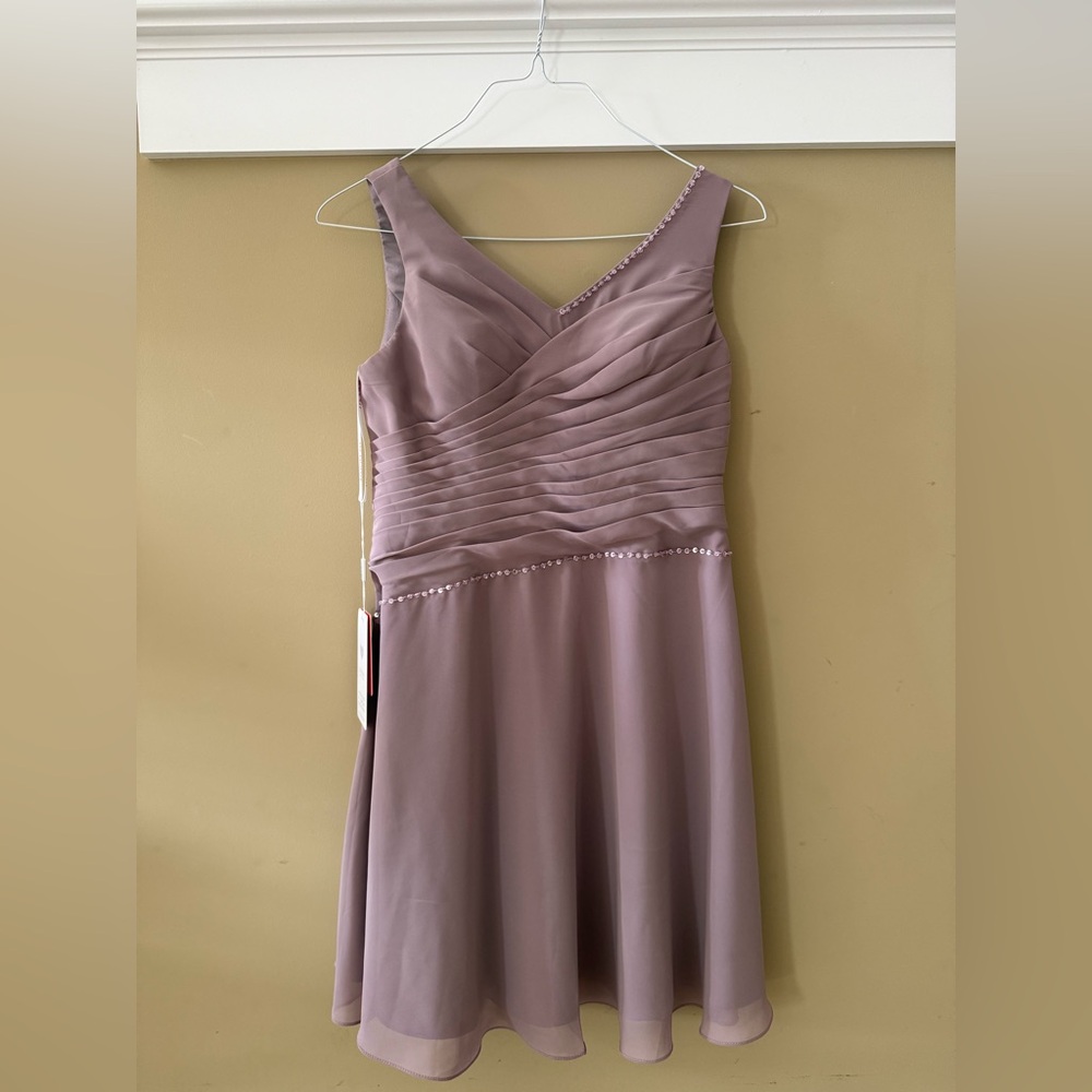 JJs House Dusty Mauve Sleeveless V-Neck Chiffon Dress